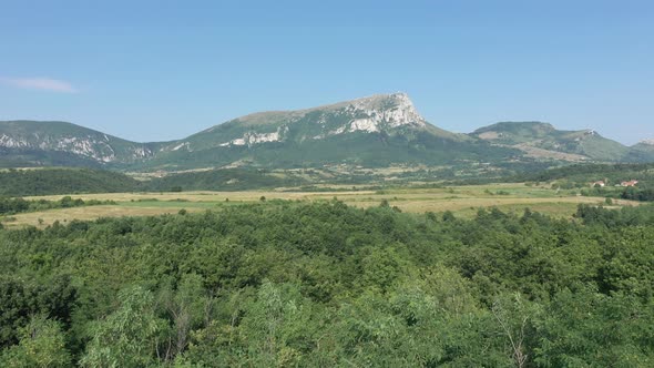 Summer scenery with Stol mountain in Eastern Serbia 4K aerial video