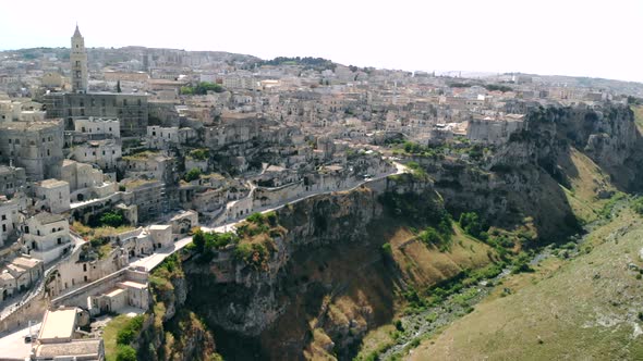 Panoramic View of Ancient Town of Matera in Sanny Day, Basilicata, Southern Italy alt