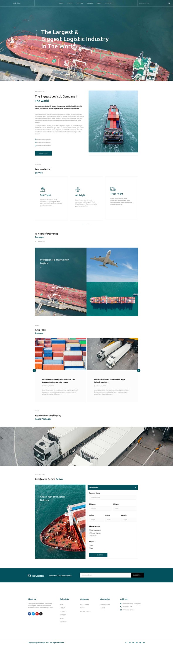 Artic - Logistics Business Elementor Template Kit