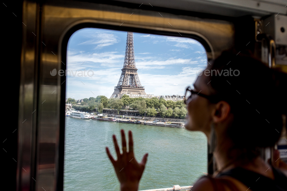 Woman in Paris subway train