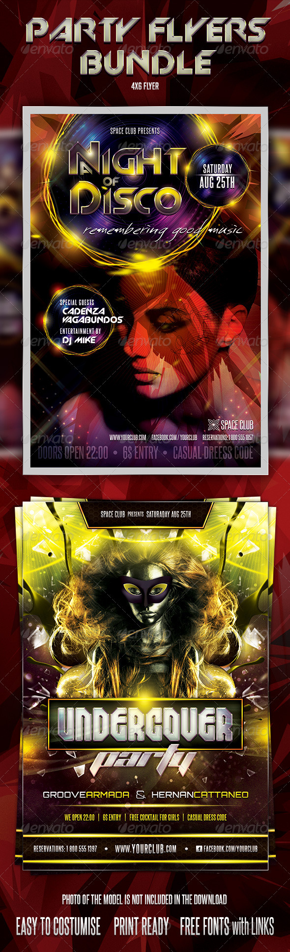 Undercover Disco Flyers Bundle - Clubs & Parties Events