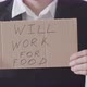 Businessman Looking for Work for Food with Carton Note - VideoHive Item for Sale