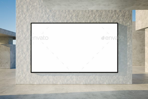 Blank advertising outdoor screen mockup. 16:9 aspect ratio
