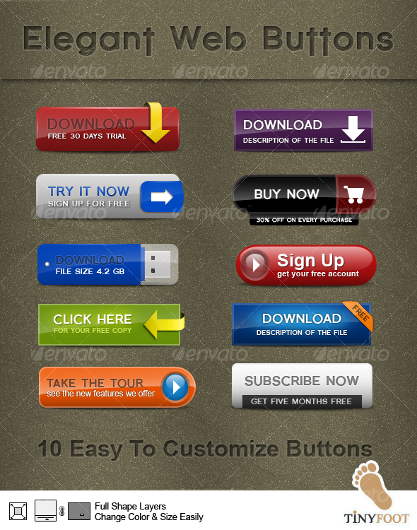 10 Elegant Web Buttons - Buttons Web Elements