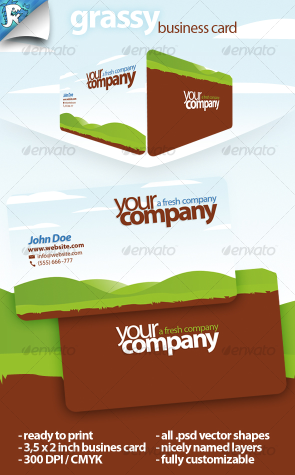 Grassy Business Card - Stay green - Creative Business Cards