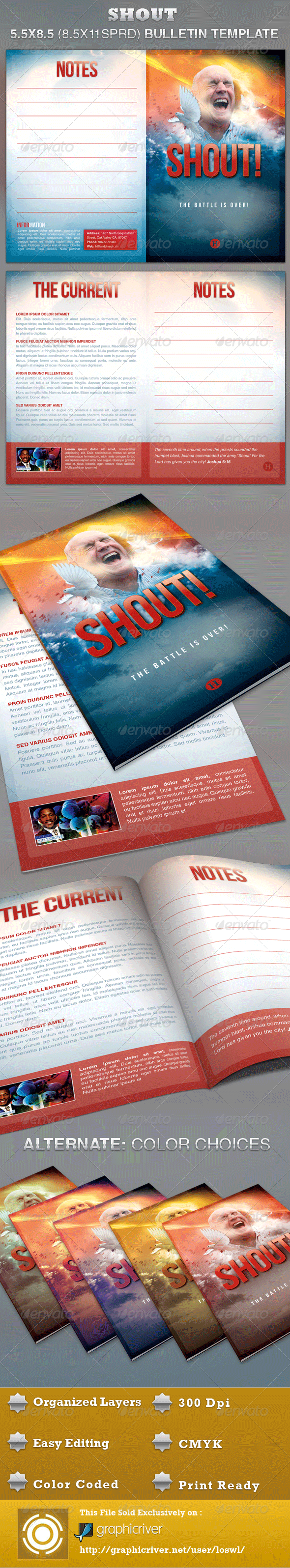 Shout Church Bulletin Template - Informational Brochures