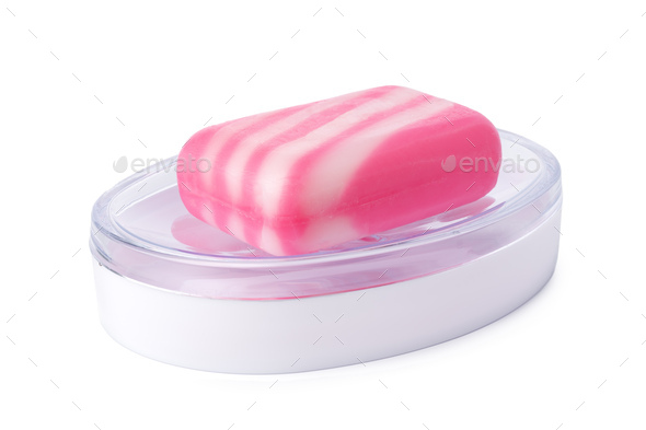 Soap and soap box isolated on a white background