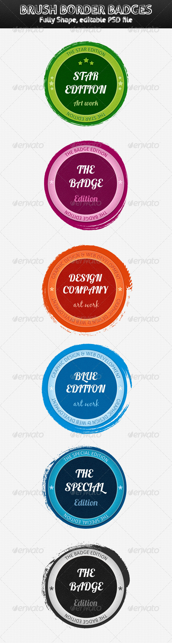 Brush Border Badges - Badges & Stickers Web Elements