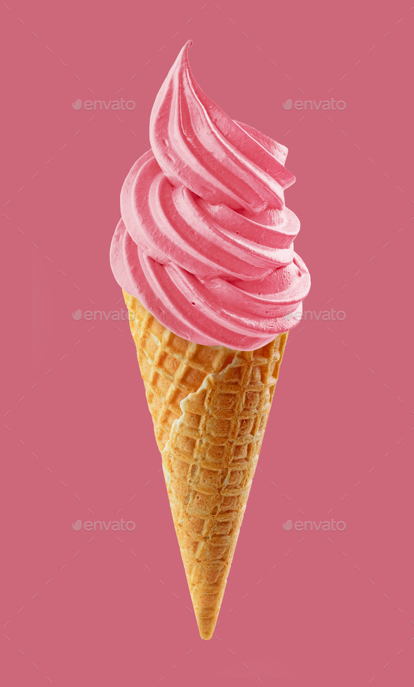 Ice Cream Mug, Pink Strawberry Ice Cream Waffle Cone With