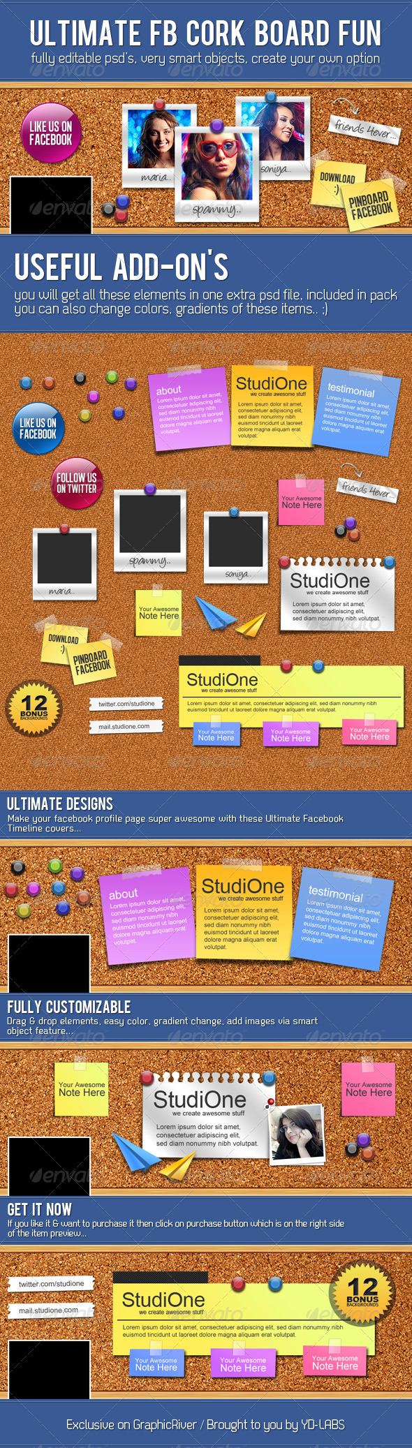 FB Cork Board Fun - Facebook Timeline Covers Social Media