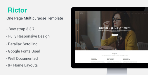 Marvelous Rictor - Responsive One Page Multipurpose Template