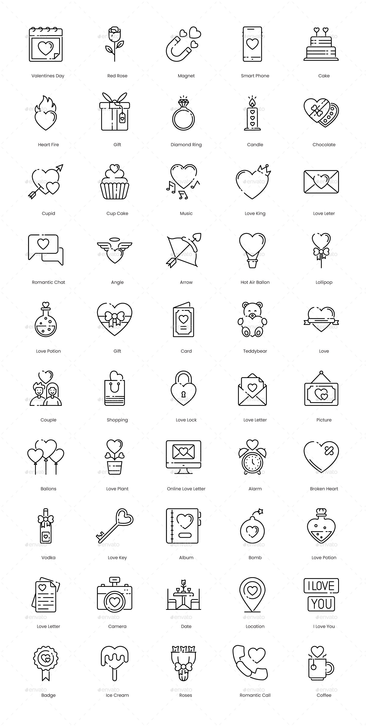Valentines Day Icons by trianglesquad | GraphicRiver
