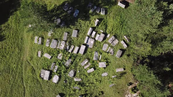 Stecak Medieval Tombstone Aerial 4K alt