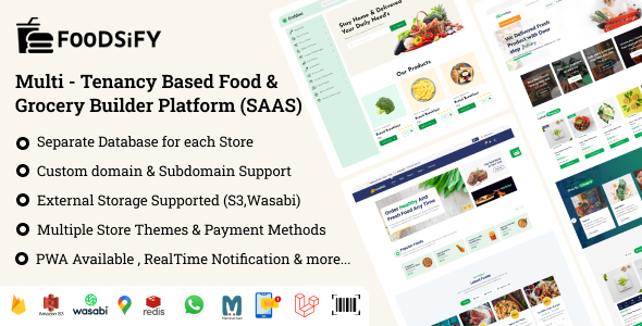 FOODSIFY – Multitenancy Based Food  Grocery & E-commerce Builder Platform (SAAS)