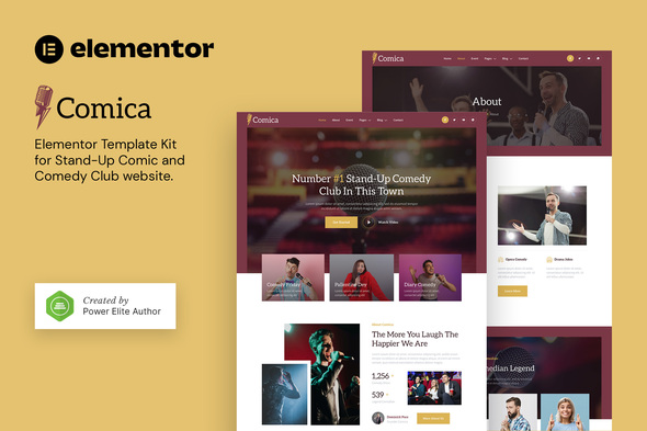 Comica – Stand-Up Comic & Comedy Club Elementor Template Kit