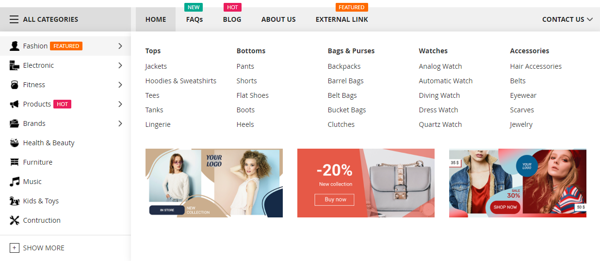 Magento 2 Mega Menu Extension by BZOTech | CodeCanyon