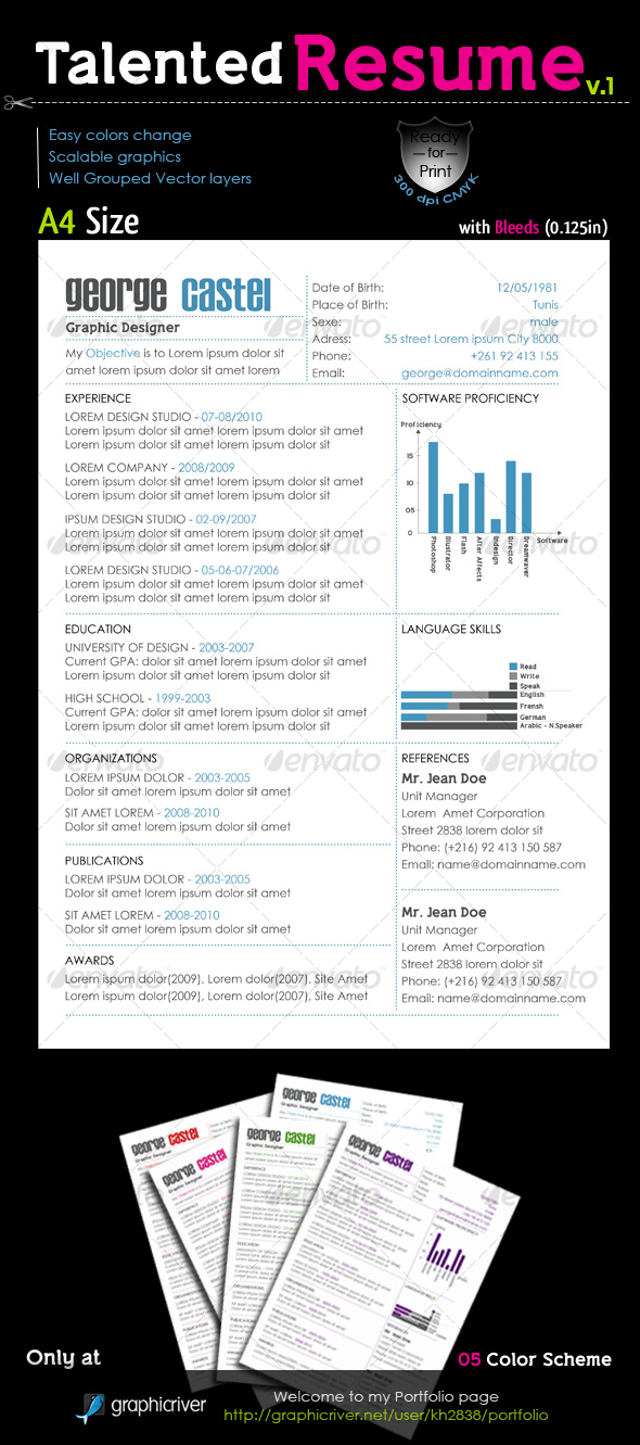 Talented Resume V.1 - Resumes Stationery