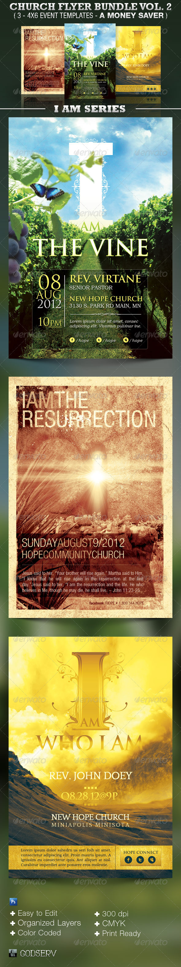 I Am Church Flyer Template Bundle Vol 2 - Church Flyers