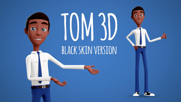 Tom 3D Character Presenter - Black Skin - 4K