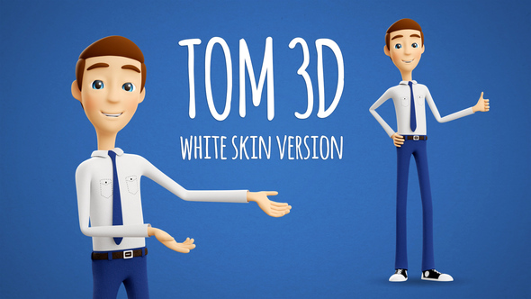 Tom 3D Character Presenter - White Skin - 4K
