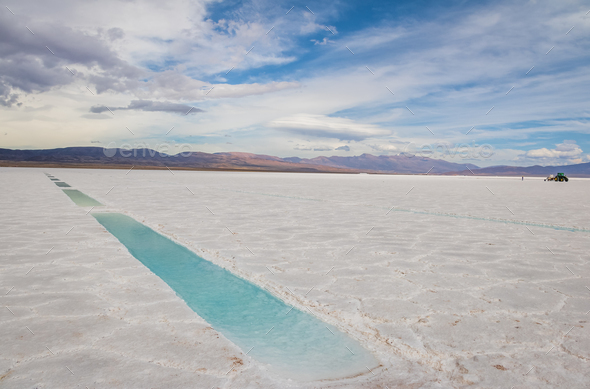 Salt water pool in Salinas Grandes Salt Flat - Jujuy, Argentina Stock ...