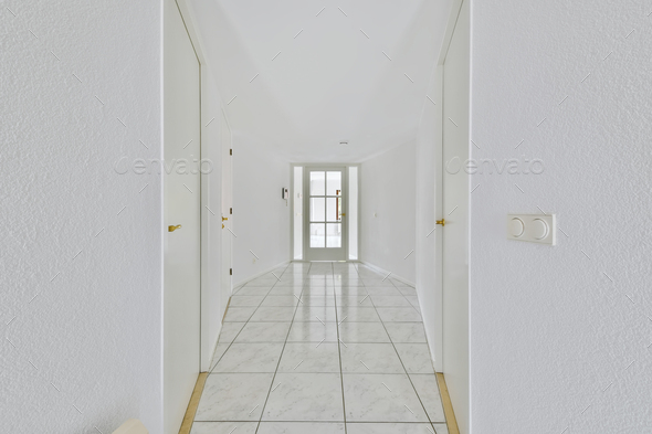 Bright hallway with tiled floor