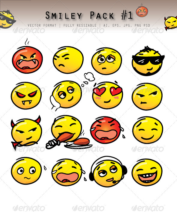 16 Emoticons - Characters Vectors