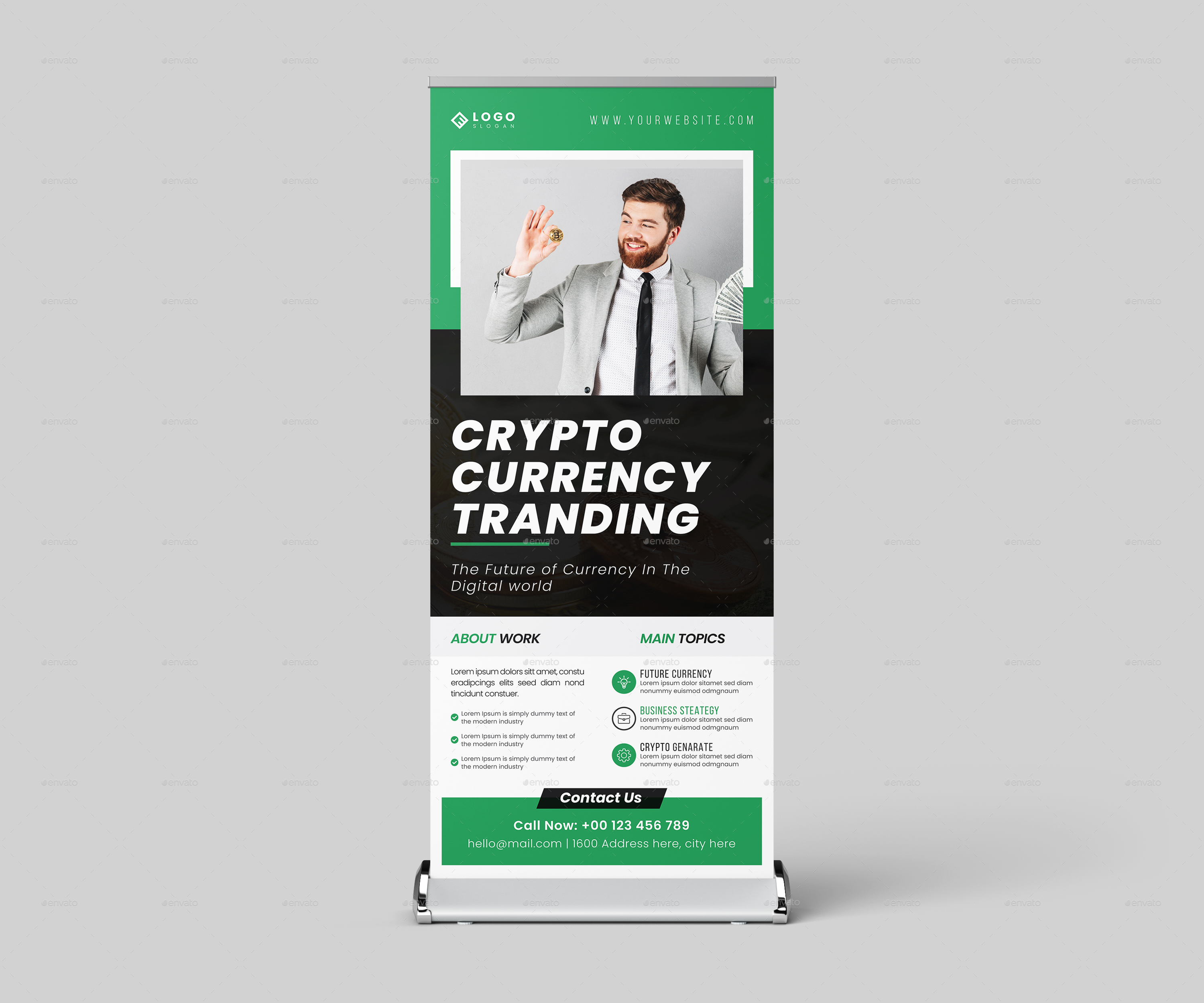 Crypto Currency Roll Up, Print Templates | GraphicRiver