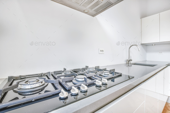 stove built into counter