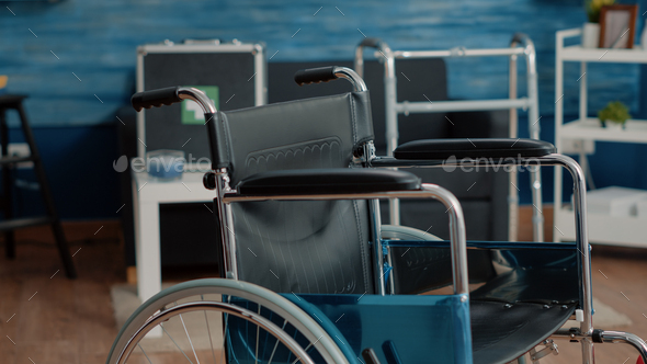 Close up of wheelchair for mobility and transportation