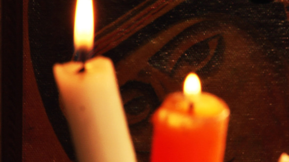 Candle And Christian Orthodox Icon 2