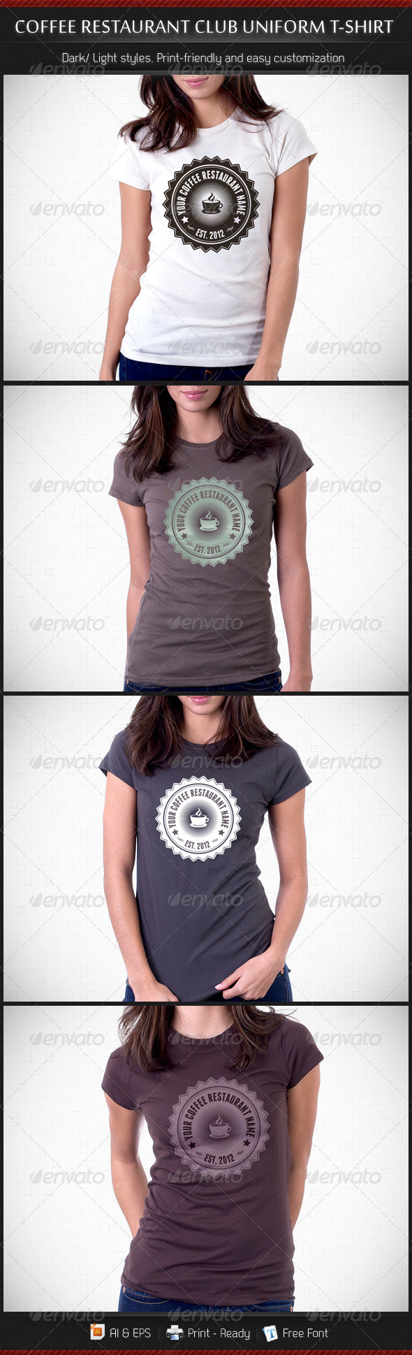 Coffee Restaurant Uniform T-Shirt Template - Business T-Shirts