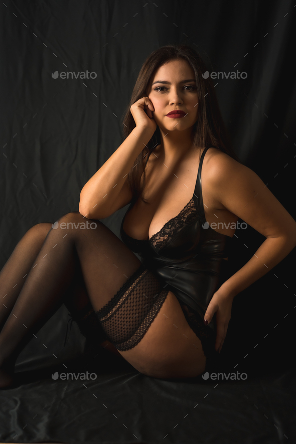Woman in Black Latex Underwear Stock Photo - Image of black