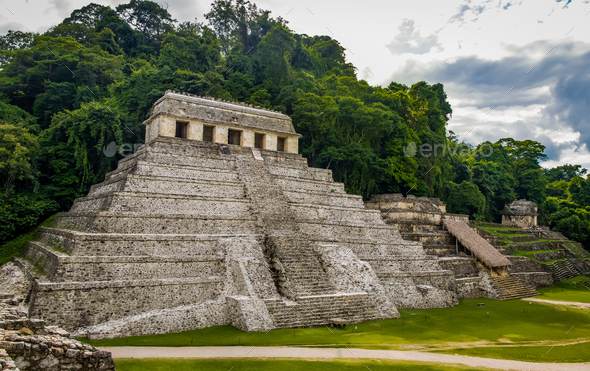 Temple of Inscriptions at mayan ruins of Palenque - Chiapas, Mexico ...