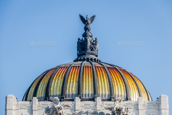 Dome of Palacio de Bellas Artes (Fine Arts Palace) - Mexico City, Mexico - Stock Photo - Images