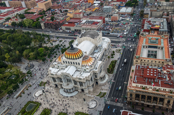View from above of Palacio de Bellas Artes (Fine Arts Palace) - Mexico City, Mexico - Stock Photo - Images