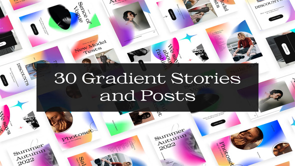 30 Gradient Instagram Reels and Stories Elements template preview