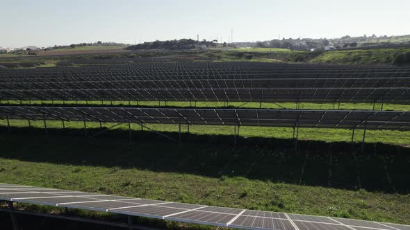Solar power plant in Lagos Portugal. Renewable energy. Traveling shot