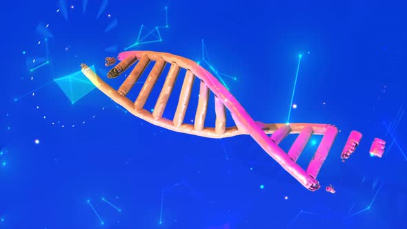 Blue DNA Helix Strand with Plexus Background