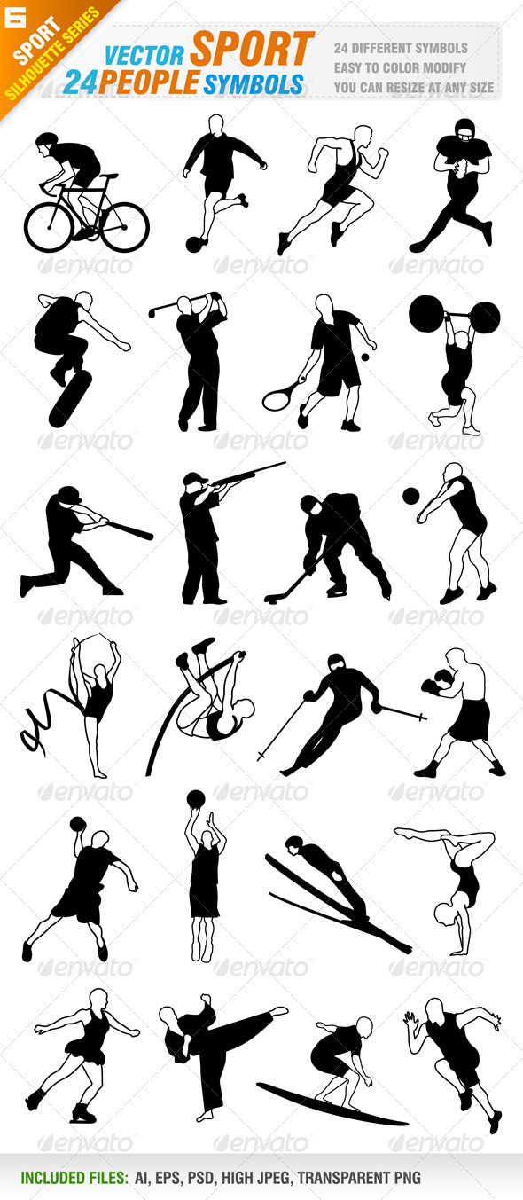 24 Sport people symbols - Sports/Activity Conceptual