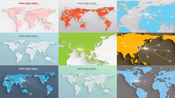 World Map Line Network