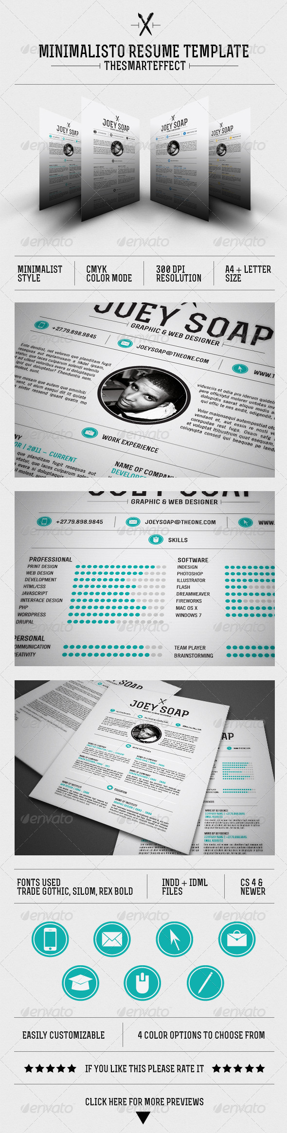 Minimalisto Resume Template - Resumes Stationery