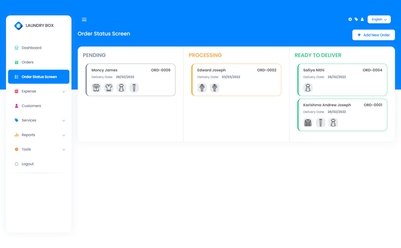Laundry Box POS and Order Management System by Tellizo CodeCanyon