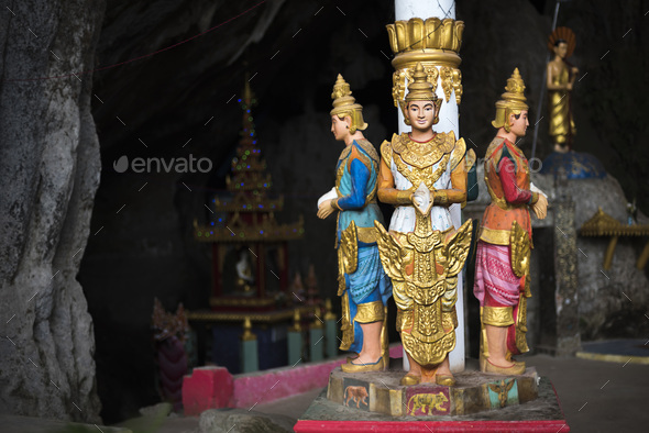 Religious statues inside Sadan Cave (aka Saddar Caves), Hpa An, Kayin State (Karen State), Myanmar ( - Stock Photo - Images