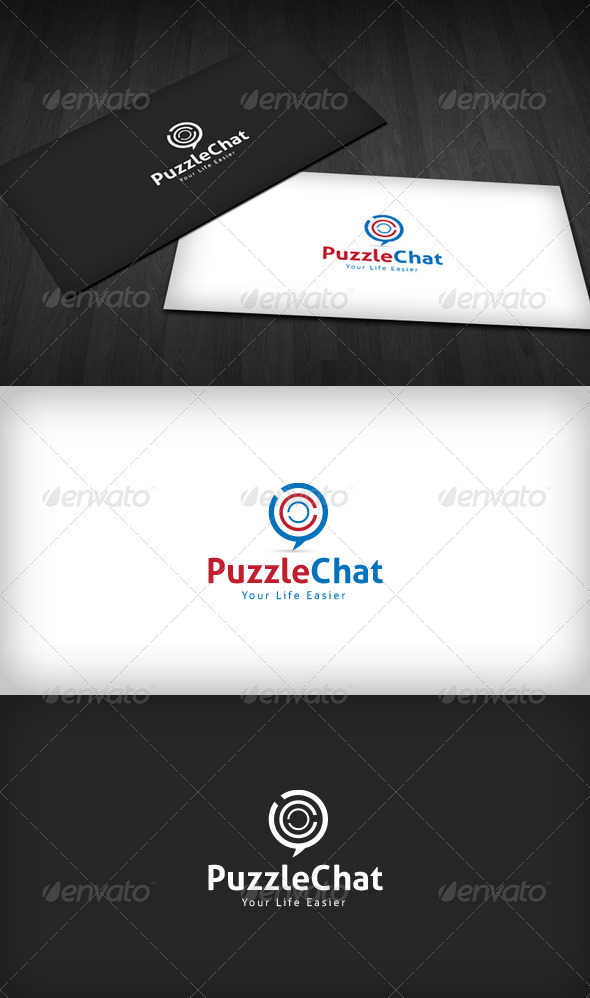 Puzzle Chat Logo - Vector Abstract