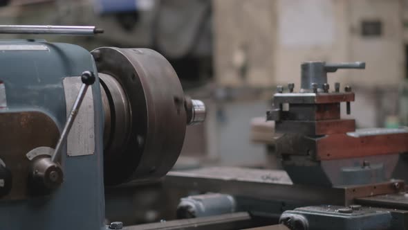 Old factory machine slow down of working in the end of turn off process