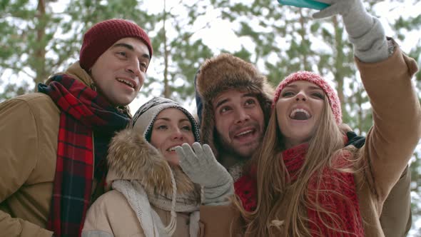 Friends Making Video in Forest alt