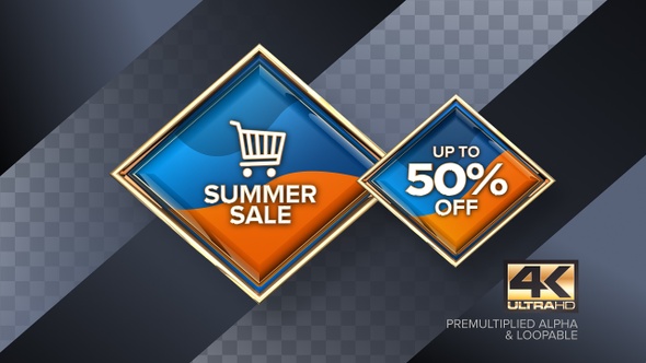 Sale 50% Blue Rotating Badge 4K Looping Design Element alt