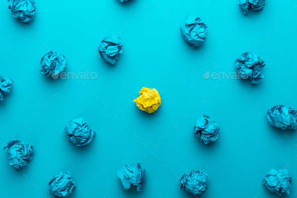 Top View of New Idea Concept Over Turquoise Blue Background - Stock Photo - Images