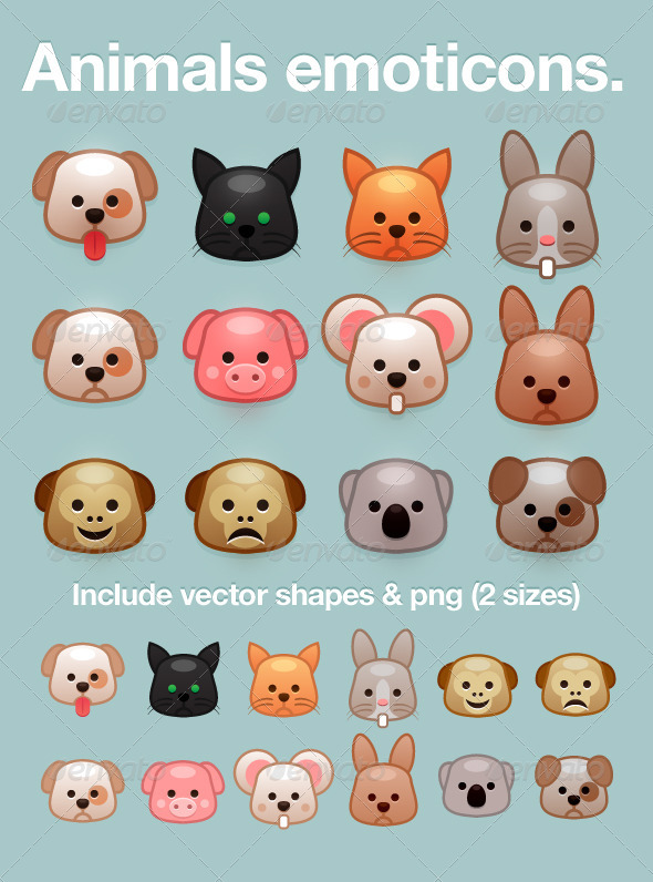 Animal Emoticon Smileys - Animals Characters